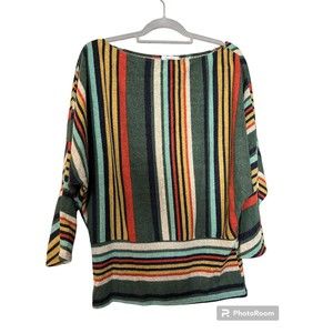 White Birch‎ striped batwing Sweater size M